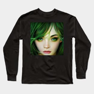 Elf Woman with Green eyes Long Sleeve T-Shirt